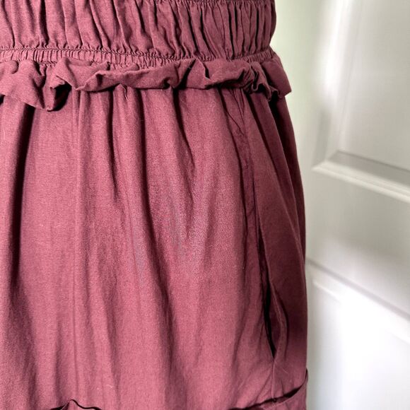 Madewell Lucie Eyelet Ruffle Midi Dress Size 10 Vintage Mulberry Cotton Boho - Picture 9 of 13